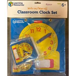 NEW Learning‎ Resources Write-on/Wipe-off Classroom Clock Set - 25 Pieces